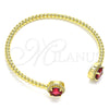 Aro Individual 07.341.0019.2 Oro Laminado, con Zirconia Cubica Granate y Micro Pave Blanca, Pulido, Tono Dorado (Grosor 04 MM, Talla Unica)