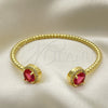 Aro Individual 07.341.0019.2 Oro Laminado, con Zirconia Cubica Granate y Micro Pave Blanca, Pulido, Tono Dorado (Grosor 04 MM, Talla Unica)