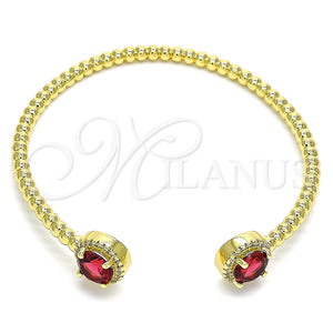 Aro Individual 07.341.0019.2 Oro Laminado, con Granate Zirconia Cubica and Blanca Micro Pave, Pulido, Tono Dorado (04 MM Thickness, One size fits all)