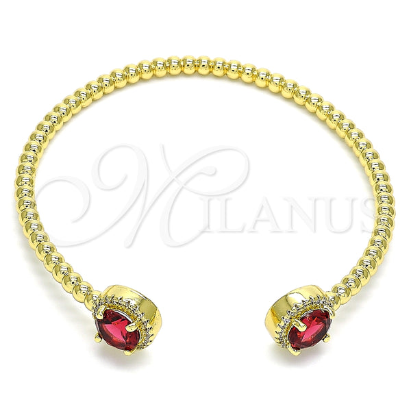 Aro Individual 07.341.0019.2 Oro Laminado, con Granate Zirconia Cubica and Blanca Micro Pave, Pulido, Tono Dorado (04 MM Thickness, One size fits all)