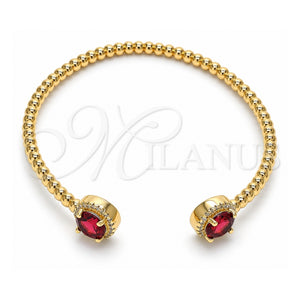Aro Individual 07.341.0019.2 Oro Laminado, con Zirconia Cubica Granate y Micro Pave Blanca, Pulido, Tono Dorado (Grosor 04 MM, Talla Unica)