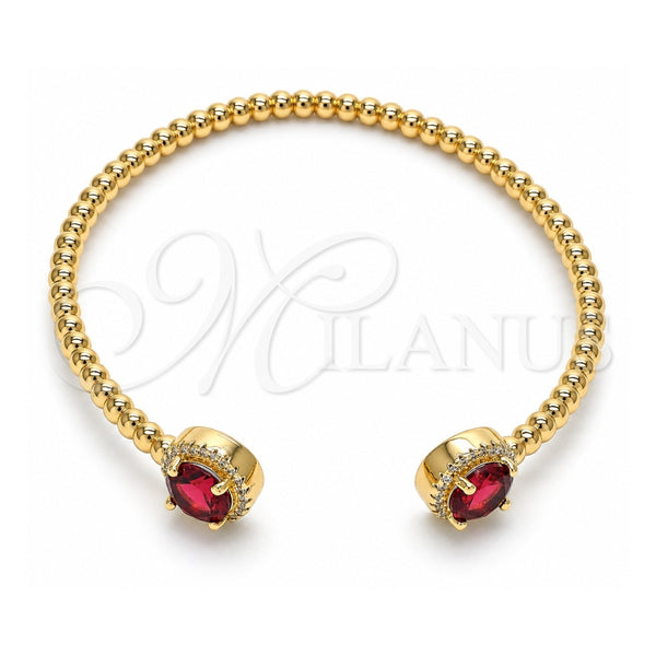 Aro Individual 07.341.0019.2 Oro Laminado, con Zirconia Cubica Granate y Micro Pave Blanca, Pulido, Tono Dorado (Grosor 04 MM, Talla Unica)