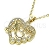 Dije Elegante 05.342.0020 Oro Laminado, Diseño de Mama y Corazón, con Blanca Micro Pave, Pulido, Tono Dorado