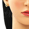 Arete Dormilona 02.342.0132 Oro Laminado, Diseño de Corazón, con Blanca Micro Pave, Pulido, Tono Dorado