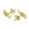 Arete Dormilona 02.342.0133 Oro Laminado, Diseño de Corazón, con Blanca Micro Pave, Pulido, Tono Dorado