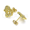 Arete Dormilona 02.342.0134 Oro Laminado, Diseño de Mama y Corazón, con Blanca Micro Pave, Pulido, Tono Dorado