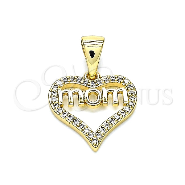 Dije Elegante 05.342.0022 Oro Laminado, Diseño de Mama y Corazon, Diseño de Mama, con Micro Pave Blanca, Pulido, Dorado