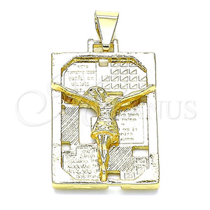 Dije Elegante 05.213.0127 Oro Laminado, Diseño de Jesus, Pulido, Tono Dorado