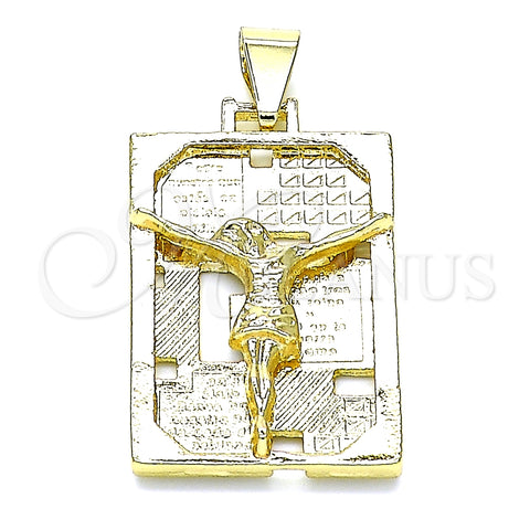 Dije Elegante 05.213.0127 Oro Laminado, Diseño de Jesus, Pulido, Tono Dorado