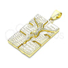 Dije Elegante 05.213.0128 Oro Laminado, Diseño de Jesus, Pulido, Tono Dorado