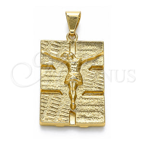 Dije Elegante 05.213.0128 Oro Laminado, Diseño de Jesus, Pulido, Tono Dorado