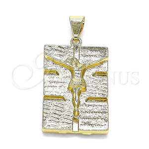 Dije Elegante 05.213.0128 Oro Laminado, Diseño de Jesus, Pulido, Tono Dorado