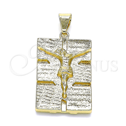 Dije Elegante 05.213.0128 Oro Laminado, Diseño de Jesus, Pulido, Tono Dorado