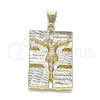 Dije Elegante 05.213.0128 Oro Laminado, Diseño de Jesus, Pulido, Tono Dorado