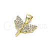 Dije Religioso 05.342.0025 Oro Laminado, Diseño de Angel, con Blanca Micro Pave, Pulido, Tono Dorado