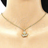Dije Religioso 05.342.0029 Oro Laminado, Diseño de Angel, con Blanca Micro Pave, Pulido, Tono Dorado