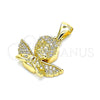Dije Religioso 05.342.0029 Oro Laminado, Diseño de Angel, con Blanca Micro Pave, Pulido, Tono Dorado