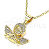 Dije Religioso 05.342.0030 Oro Laminado, Diseño de Angel, con Blanca Micro Pave, Pulido, Tono Dorado