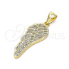 Dije Elegante 05.342.0031 Oro Laminado, Diseño de Alas, con Blanca Micro Pave, Pulido, Tono Dorado