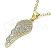 Dije Elegante 05.342.0031 Oro Laminado, Diseño de Alas, con Blanca Micro Pave, Pulido, Tono Dorado
