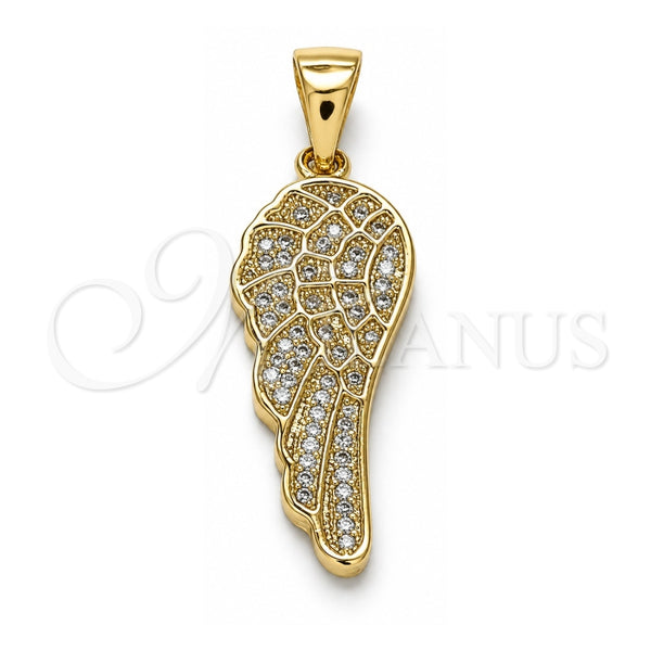 Dije Elegante 05.342.0031 Oro Laminado, Diseño de Alas, con Blanca Micro Pave, Pulido, Tono Dorado