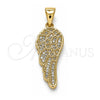 Dije Elegante 05.342.0031 Oro Laminado, Diseño de Alas, con Blanca Micro Pave, Pulido, Tono Dorado