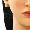 Arete Dormilona 02.342.0138 Oro Laminado, Diseño de Nudo, con Blanca Micro Pave, Pulido, Tono Dorado
