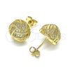 Arete Dormilona 02.342.0138 Oro Laminado, Diseño de Nudo, con Blanca Micro Pave, Pulido, Tono Dorado