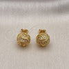 Arete Dormilona 02.342.0138 Oro Laminado, Diseño de Nudo, con Blanca Micro Pave, Pulido, Tono Dorado