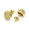 Arete Dormilona 02.342.0139 Oro Laminado, Diseño de Nudo, con Blanca Micro Pave, Pulido, Tono Dorado
