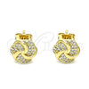 Arete Dormilona 02.342.0141 Oro Laminado, Diseño de Nudo, con Micro Pave Blanca, Pulido, Tono Dorado