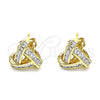 Arete Dormilona 02.342.0143 Oro Laminado, Diseño de Nudo y Baguette, con Blanca Zirconia Cubica, Pulido, Tono Dorado