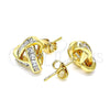 Arete Dormilona 02.342.0143 Oro Laminado, Diseño de Nudo y Baguette, con Blanca Zirconia Cubica, Pulido, Tono Dorado