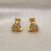 Arete Dormilona 02.342.0143 Oro Laminado, Diseño de Nudo y Baguette, con Blanca Zirconia Cubica, Pulido, Tono Dorado