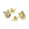 Arete Dormilona 02.342.0144 Oro Laminado, Diseño de Nudo, con Micro Pave Blanca, Pulido, Tono Dorado