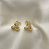 Arete Dormilona 02.342.0144 Oro Laminado, Diseño de Nudo, con Micro Pave Blanca, Pulido, Tono Dorado