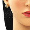 Arete Dormilona 02.342.0145 Oro Laminado, Diseño de Nudo, con Blanca Micro Pave, Pulido, Tono Dorado