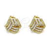 Arete Dormilona 02.342.0145 Oro Laminado, Diseño de Nudo, con Blanca Micro Pave, Pulido, Tono Dorado