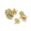 Arete Dormilona 02.342.0145 Oro Laminado, Diseño de Nudo, con Blanca Micro Pave, Pulido, Tono Dorado