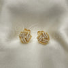 Arete Dormilona 02.342.0145 Oro Laminado, Diseño de Nudo, con Blanca Micro Pave, Pulido, Tono Dorado