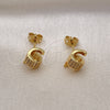 Arete Dormilona 02.342.0146 Oro Laminado, con Blanca Micro Pave, Pulido, Tono Dorado