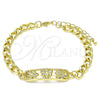 Pulsera Elegante 03.368.0061.08 Oro Laminado, Diseño de Abeja, con Blanca Micro Pave, Pulido, Tono Dorado (07 MM Thickness, 8 Inches Length)