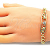 Pulsera Elegante 03.368.0062.08 Oro Laminado, Diseño de Elefante y Corazón, con Blanca Zirconia Cubica, Pulido, Tono Dorado (07 MM Thickness, 8 Inches Length)