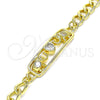Pulsera Elegante 03.368.0062.08 Oro Laminado, Diseño de Elefante y Corazón, con Blanca Zirconia Cubica, Pulido, Tono Dorado (07 MM Thickness, 8 Inches Length)