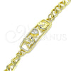Pulsera Elegante 03.368.0063.08 Oro Laminado, Diseño de Pajaro y Corazón, con Blanca and Negro Zirconia Cubica, Pulido, Tono Dorado (07 MM Thickness, 8 Inches Length)