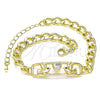 Pulsera Elegante 03.368.0063.08 Oro Laminado, Diseño de Pajaro y Corazón, con Blanca and Negro Zirconia Cubica, Pulido, Tono Dorado (07 MM Thickness, 8 Inches Length)