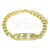 Pulsera Elegante 03.368.0065.08 Oro Laminado, Diseño de Libélula, con Blanca Micro Pave, Pulido, Tono Dorado (07 MM Thickness, 8 Inches Length)