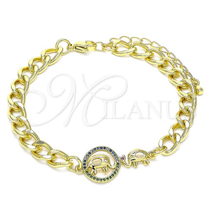 Pulsera Elegante 03.368.0066.07 Oro Laminado, Diseño de Elefante y Corazón, Pulido, Tono Dorado (07 MM Thickness, 7 Inches Length)