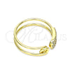 Anillo Multi Piedra 01.213.0004 Oro Laminado, Diseño de Paperclip, con Blanca Micro Pave, Pulido, Tono Dorado (One size fits all)