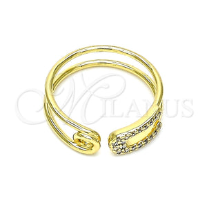 Anillo Multi Piedra 01.213.0004 Oro Laminado, Diseño de Paperclip, con Blanca Micro Pave, Pulido, Tono Dorado (One size fits all)